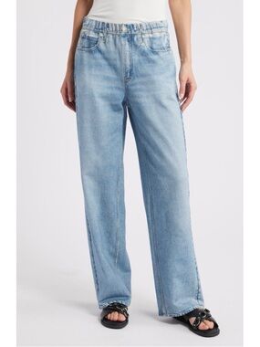 Rag & Bone Miramar Wide-Leg Sweatpant Jeans Light Wash Blue Small